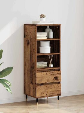 VidaXL Highboard met lade Oud Hout 40 x 36 x 110 cm Bewerkt hout