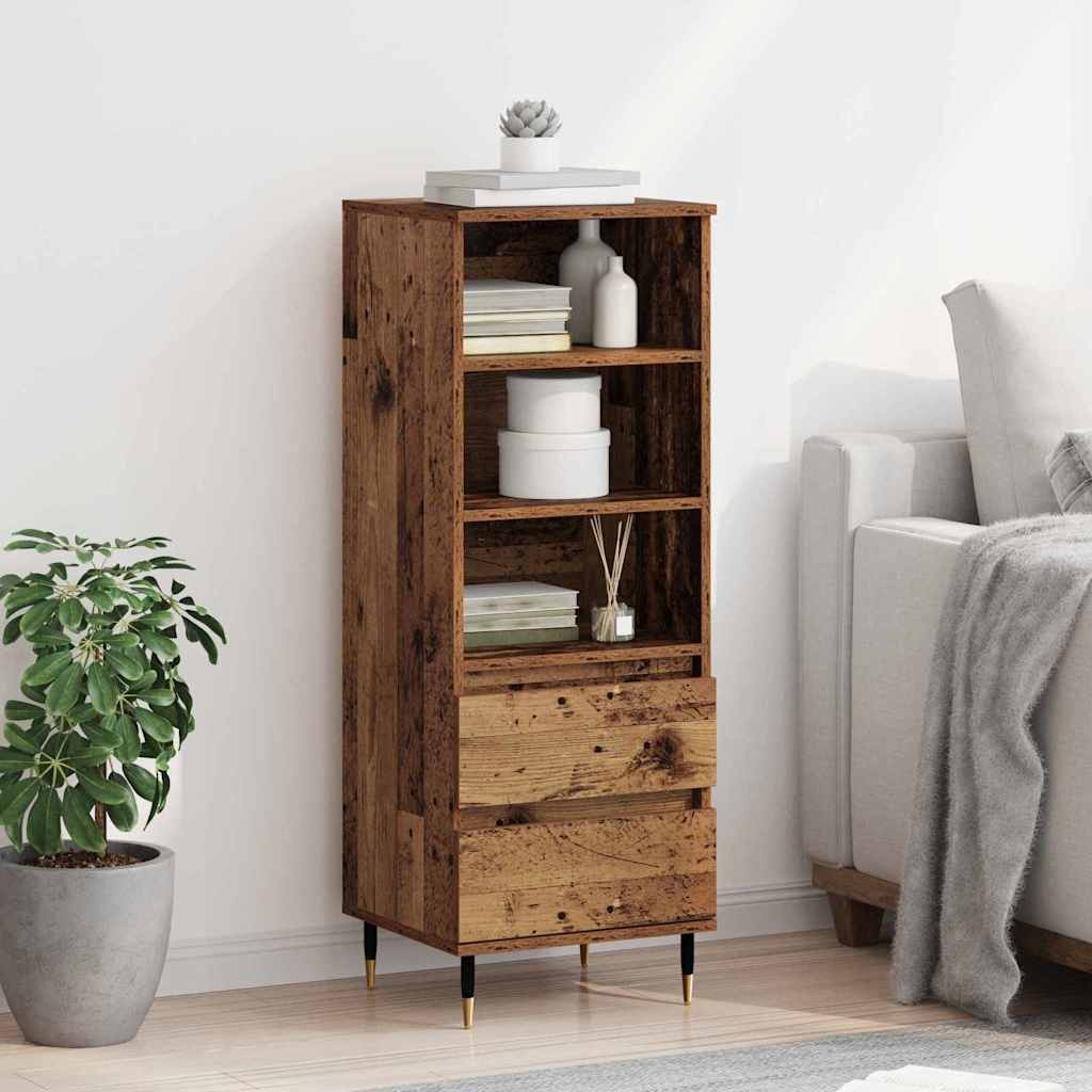 VidaXL Highboard met lade Oud Hout 40 x 36 x 110 cm Bewerkt hout