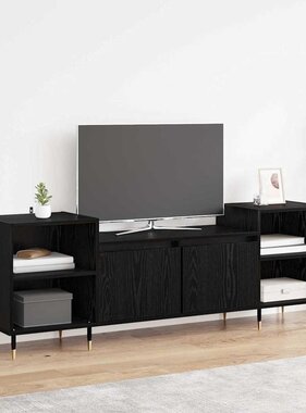 VidaXL TV-kast Zwart Eiken 160 x 35 x 55 cm Bewerkt hout