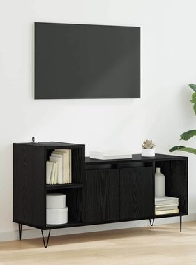 VidaXL TV-kast Zwart Eiken 100 x 35 x 55 cm Bewerkt hout