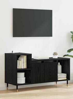 VidaXL TV-kast Zwart Eiken 100 x 35 x 55 cm Bewerkt hout