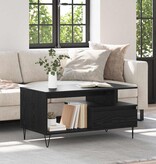 VidaXL Salontafel met lade Zwart Eiken 90 x 49 x 45 cm Bewerkt hout