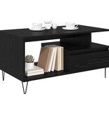 VidaXL Salontafel met lade Zwart Eiken 90 x 49 x 45 cm Bewerkt hout