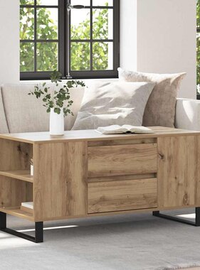 VidaXL Salontafel Artisan Eiken 102 x 44,5 x 50 cm Bewerkt hout