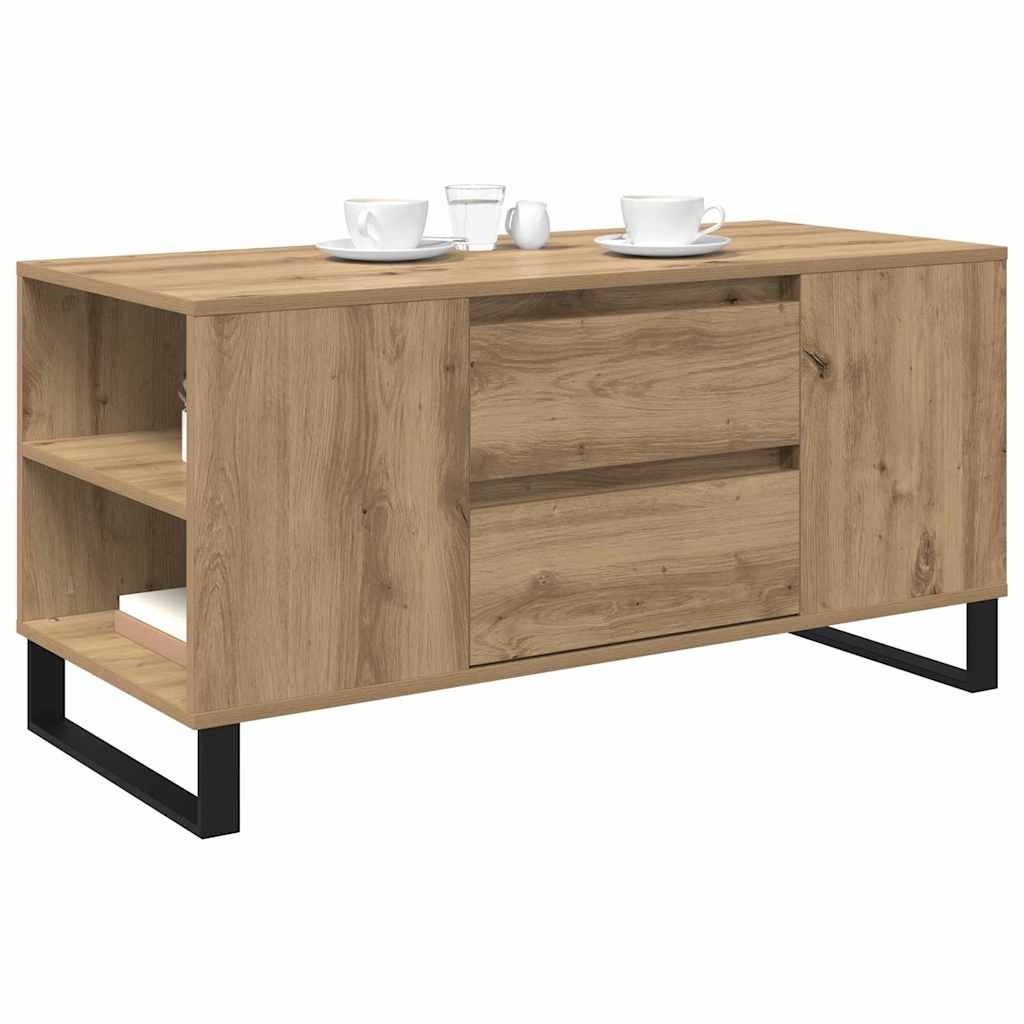 VidaXL Salontafel Artisan Eiken 102 x 44,5 x 50 cm Bewerkt hout