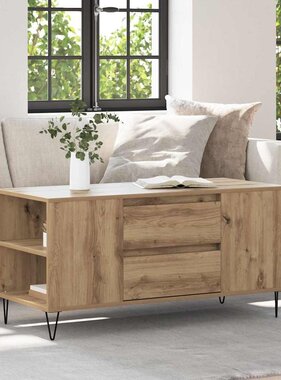 VidaXL Salontafel Artisan Eiken 102 x 44,5 x 50 cm Bewerkt hout