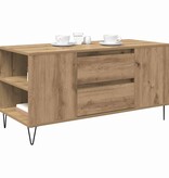 VidaXL Salontafel Artisan Eiken 102 x 44,5 x 50 cm Bewerkt hout
