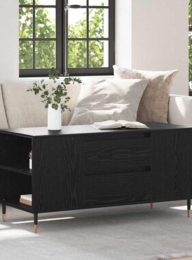 VidaXL Salontafel met lade Zwart Eiken 102 x 44,5 x 50 cm Bewerkt hout
