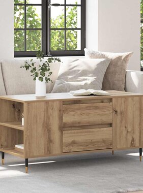 VidaXL Salontafel Artisan Eiken 102 x 44,5 x 50 cm Bewerkt hout