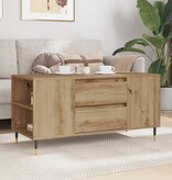 VidaXL Salontafel Artisan Eiken 102 x 44,5 x 50 cm Bewerkt hout