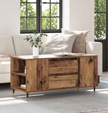 VidaXL Salontafel met lade Oud Hout 102 x 44,5 x 50 cm Bewerkt hout