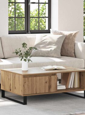 VidaXL Salontafel Artisan Eiken 90 x 60 x 35 cm Bewerkt hout