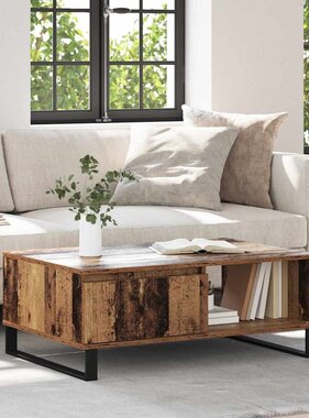 VidaXL Salontafel Oud Hout 90 x 60 x 35 cm Bewerkt hout