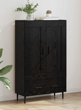 VidaXL Highboard met lade Zwart Eiken 69,5 x 31 x 115 cm Bewerkt hout