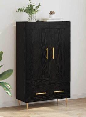 VidaXL Highboard met lade Zwart Eiken 69,5 x 31 x 115 cm Bewerkt hout