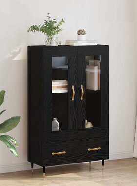 VidaXL Highboard met lade Zwart Eiken 69,5 x 31 x 115 cm Bewerkt hout