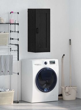 VidaXL Wandkast Zwart Eiken 34,5 x 34 x 90 cm Bewerkt hout