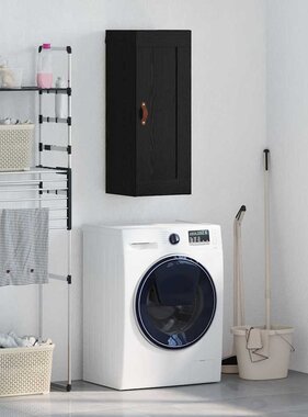 VidaXL Wandkast Zwart Eiken 34,5 x 34 x 90 cm Bewerkt hout