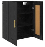 VidaXL Wandkast Zwart Eiken 69,5 x 34 x 90 cm Bewerkt hout