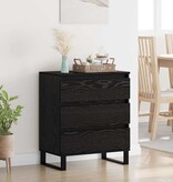 VidaXL Dressoir met lade Zwart Eiken 60 x 35 x 70 cm Bewerkt hout