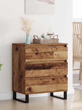 VidaXL Dressoir met lade Oud Hout 60 x 35 x 70 cm Bewerkt hout