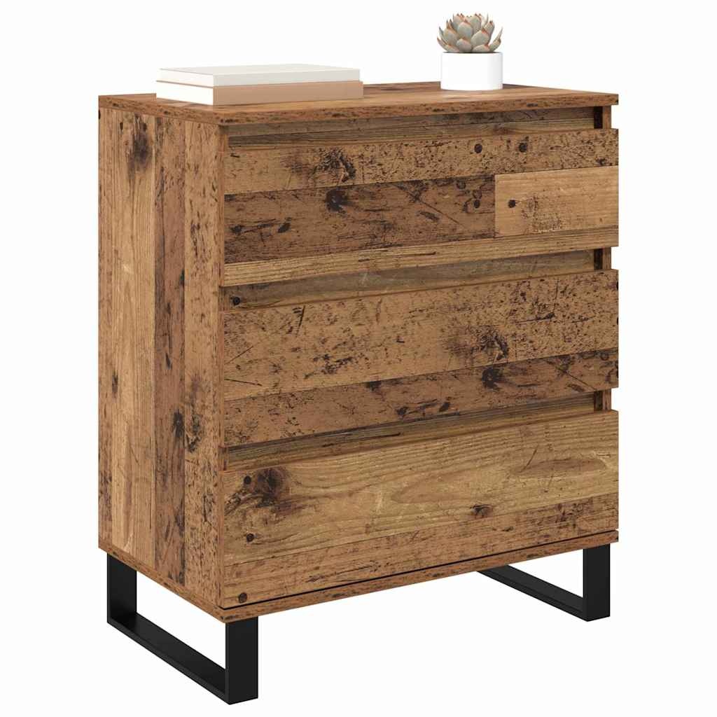 VidaXL Dressoir met lade Oud Hout 60 x 35 x 70 cm Bewerkt hout