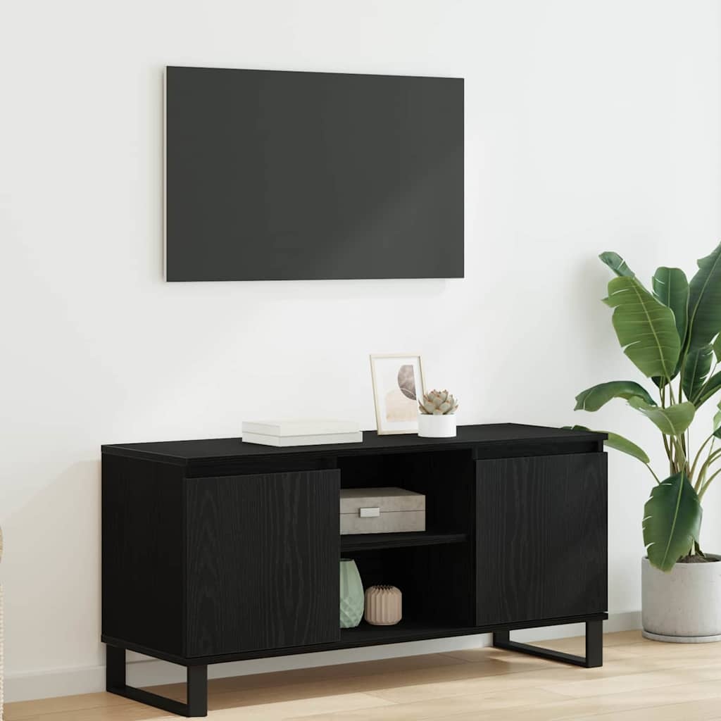 VidaXL TV-kast Zwart Eiken 104 x 35 x 50 cm Bewerkt hout