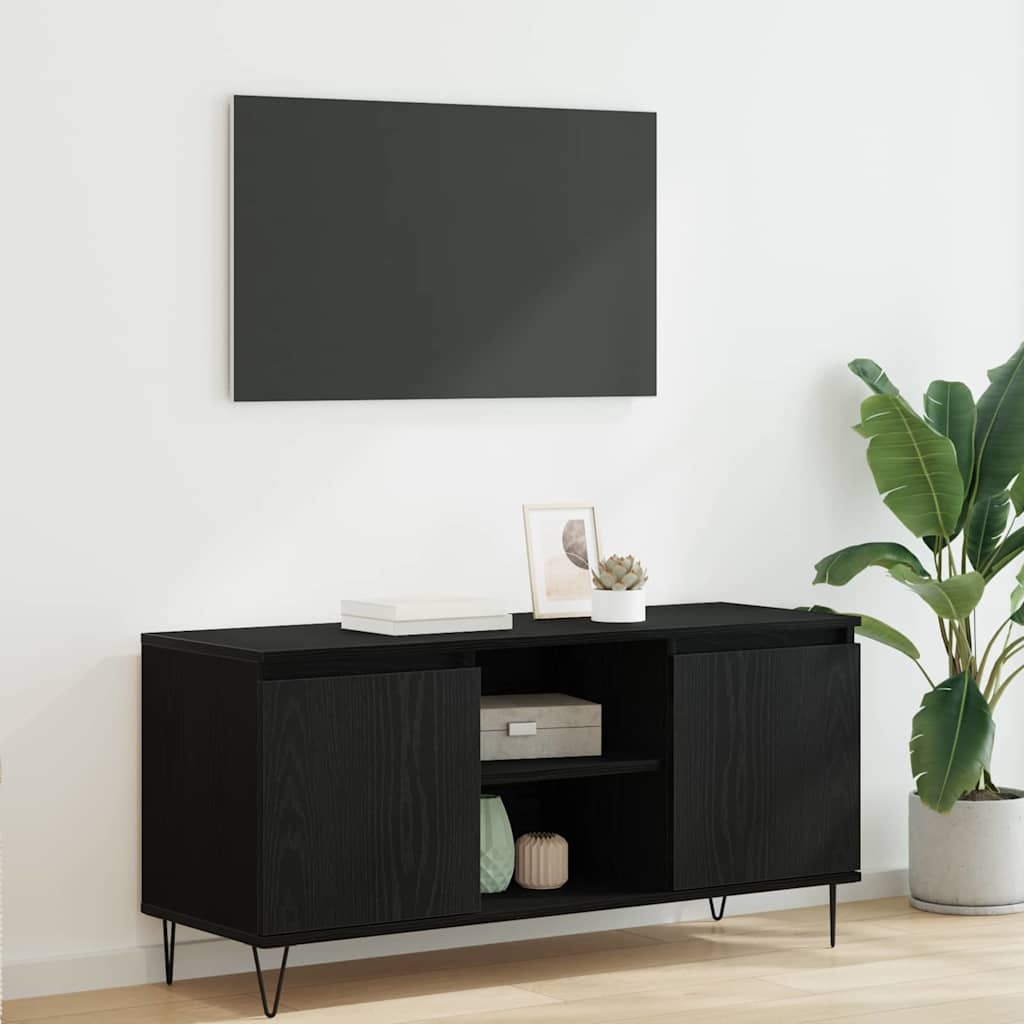 VidaXL TV-kast Zwart Eiken 104 x 35 x 50 cm Bewerkt hout