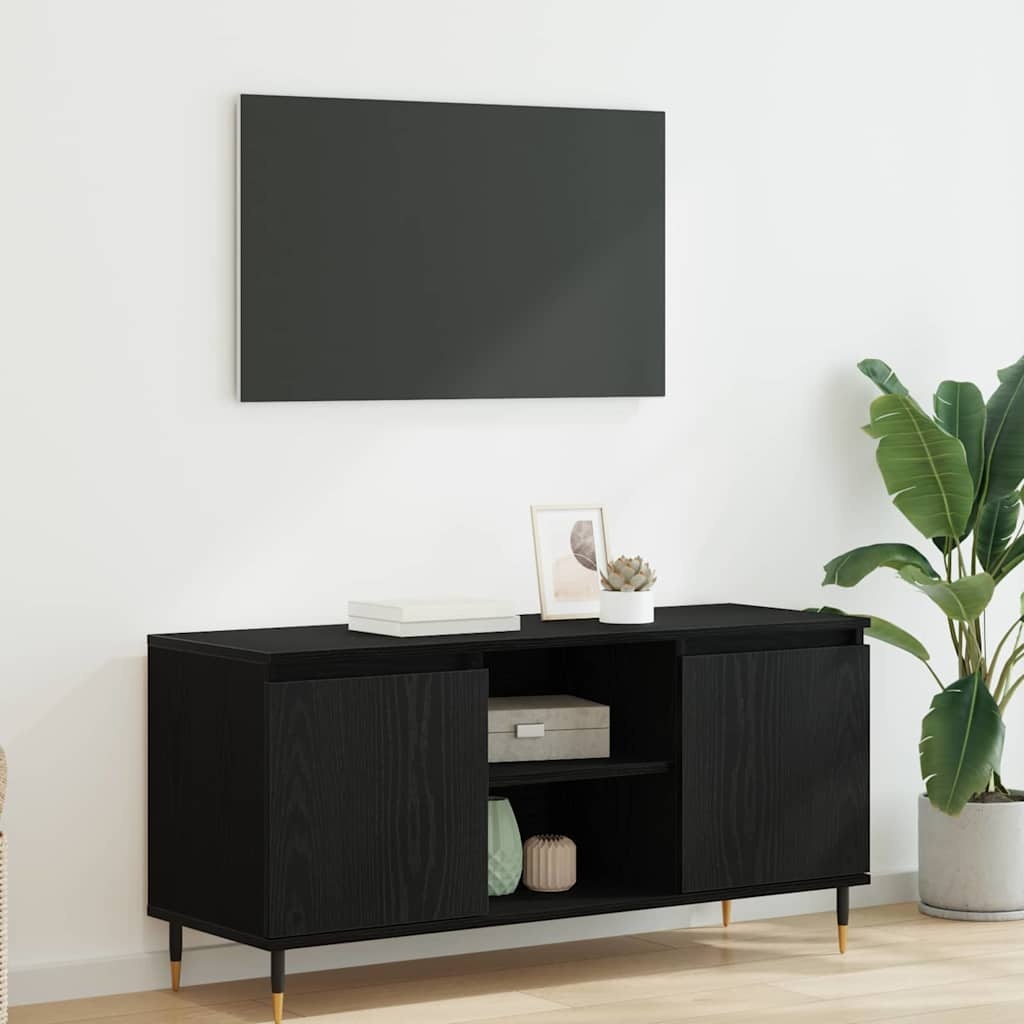 VidaXL TV-kast Zwart Eiken 104 x 35 x 50 cm Bewerkt hout