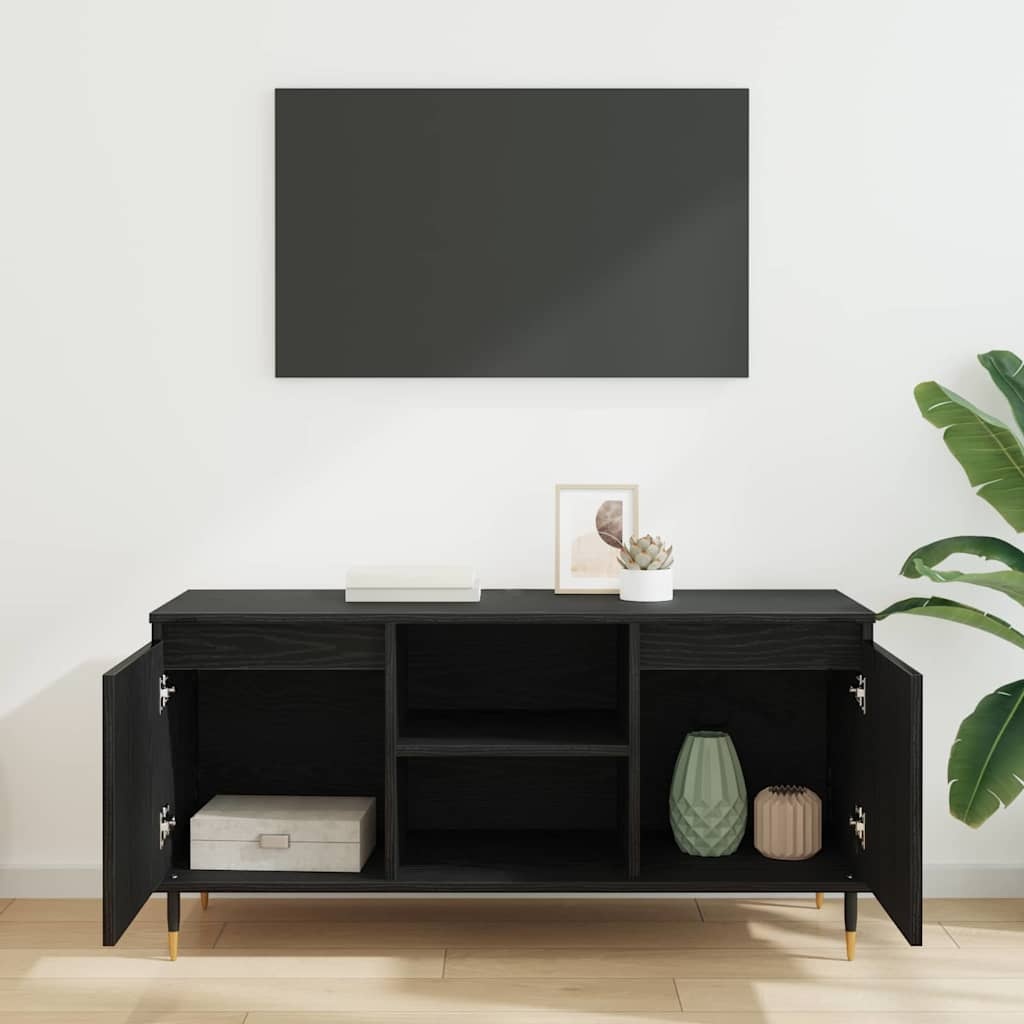 VidaXL TV-kast Zwart Eiken 104 x 35 x 50 cm Bewerkt hout