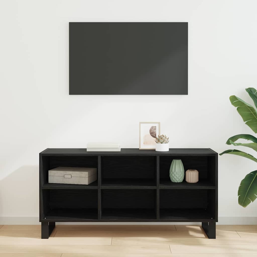 VidaXL TV-kast Zwart Eiken 103,5 x 30 x 50 cm Bewerkt hout