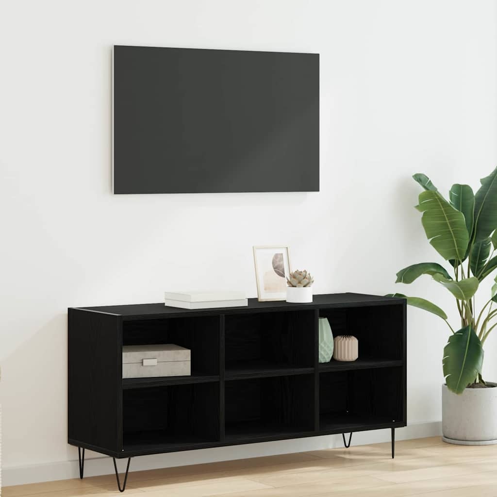 VidaXL TV-kast Zwart Eiken 103,5 x 30 x 50 cm Bewerkt hout