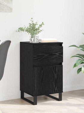 VidaXL Dressoir met lade Zwart eiken 35 x 40 x 70 cm Bewerkt hout