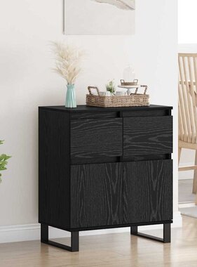 VidaXL Dressoir Zwart Eiken 60 x 35 x 70 cm Gemonteerd hout en ijzer