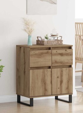 VidaXL Dressoir Artisan Eiken 60 x 35 x 70 cm Gemonteerd hout en ijzer