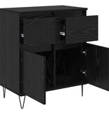 VidaXL Dressoir Zwart Eiken 60 x 35 x 70 cm Gemonteerd hout en ijzer