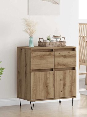 VidaXL Dressoir Artisan Eiken 60 x 35 x 70 cm Gemonteerd hout en ijzer