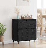 VidaXL Dressoir Zwart Eiken 60 x 35 x 70 cm Gemonteerd hout en ijzer