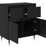 VidaXL Dressoir Zwart Eiken 60 x 35 x 70 cm Gemonteerd hout en ijzer