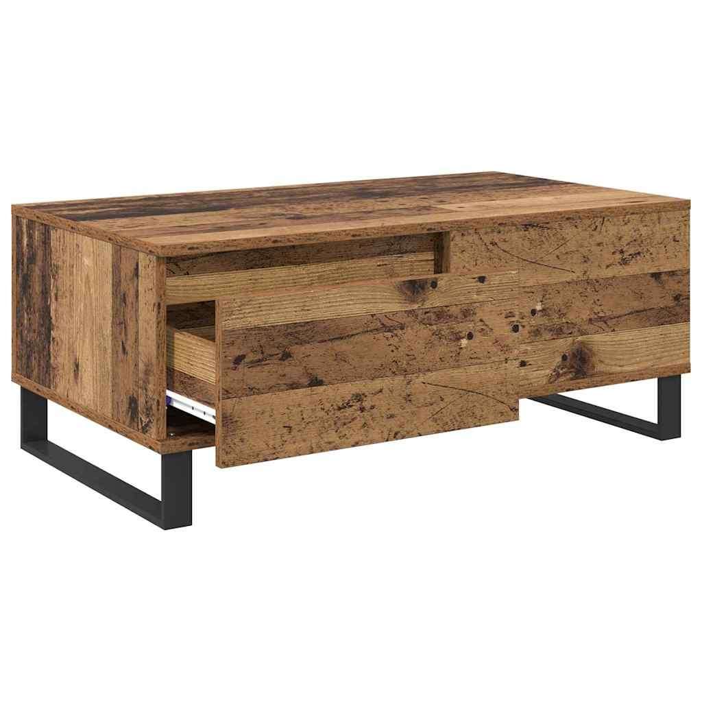 VidaXL Salontafel met lade Oud Hout 90 x 50 x 36,5 cm Bewerkt hout