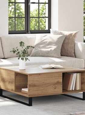 VidaXL Salontafel Artisan Eiken 80 x 80 x 36,5 cm Bewerkt hout