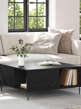 VidaXL Salontafel Zwart Eiken 80 x 80 x 36,5 cm Bewerkt hout