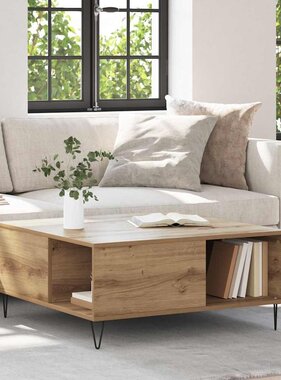 VidaXL Salontafel Artisan Eiken 80 x 80 x 36,5 cm Bewerkt hout