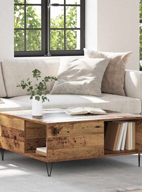 VidaXL Salontafel Oud Hout 80 x 80 x 36,5 cm Bewerkt hout