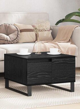 VidaXL Salontafel met lade Zwart Eiken 55 x 55 x 36,5 cm Bewerkt hout