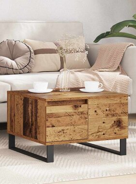 VidaXL Salontafel met lade Oud Hout 55 x 55 x 36,5 cm Bewerkt hout