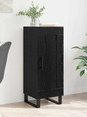VidaXL Dressoir Zwart Eiken 34,5 x 34 x 90 cm Gemonteerd hout en ijzer