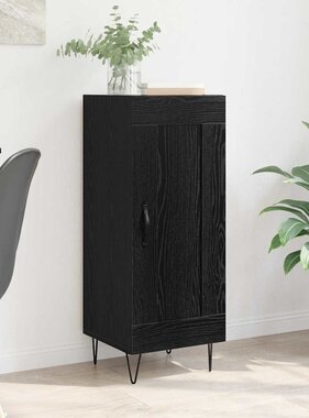 VidaXL Dressoir Zwart Eiken 34,5 x 34 x 90 cm Gemonteerd hout en ijzer