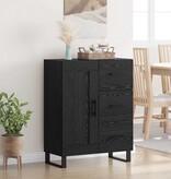 VidaXL Dressoir Zwart Eiken 69,5 x 34 x 90 cm Gemonteerd hout en ijzer
