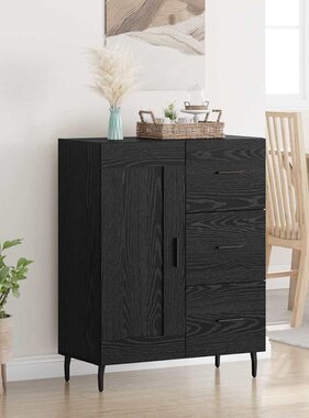 VidaXL Dressoir Zwart Eiken 69,5 x 34 x 90 cm Gemonteerd hout en ijzer